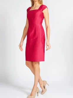 Favourbrook Araminta Cap Sleeve Dress Fuchsia Silverstone Silk Linen-Women Raceday | Dresses
