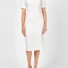 Favourbrook Araminta Short Sleeve Dress Ivory Herringbone Crease Resist Linen-Women Raceday | Dresses
