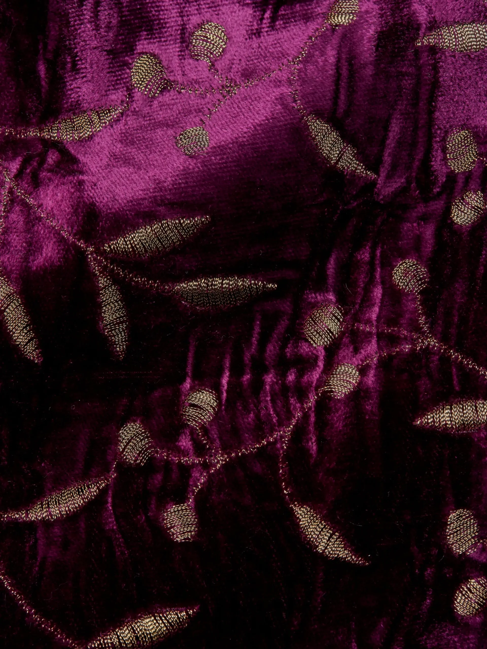 Favourbrook Aubergine Lurex Berries Velvet Single Breasted 6 Button Waistcoat- Waistcoats | Single Breasted Waistcoats