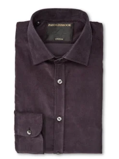 Favourbrook Aubergine Mersey Cord Burlington Shirt- Shirts