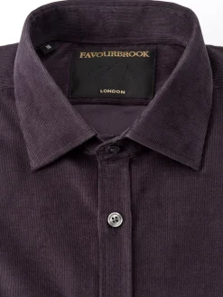 Favourbrook Aubergine Mersey Cord Burlington Shirt- Shirts