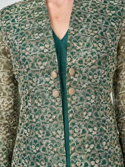 Favourbrook Belgravia Coat Forest Green Witham Silk Organza-Women Eveningwear | Eveningwear