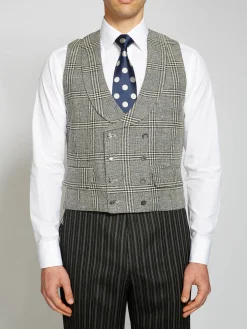 Favourbrook Belmont Black/Ecru Double Breasted 8 Button Shawl Lapel Waistcoat- Waistcoats | Royal Ascot Waistcoats