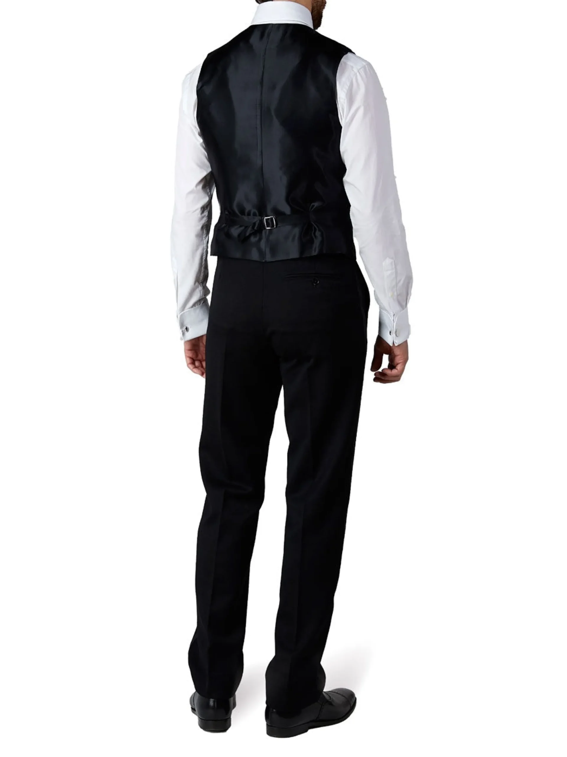 Favourbrook Black Albert Silk Single Breasted 4 Button Piped Waistcoat- Waistcoats | Evening Waistcoats