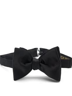 Favourbrook Black Duchesse Satin Silk Large Party Bow Tie- Bow Ties
