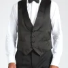 Favourbrook Black Duchesse Satin Silk Single Breasted 4 Button Shawl Lapel Waistcoat- Eveningwear | Waistcoats