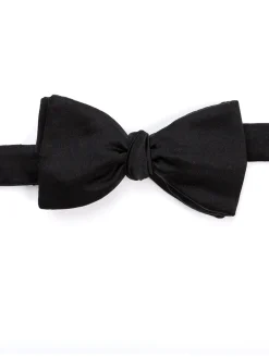 Favourbrook Black Duchesse Satin Silk Bow Tie- Eveningwear | Bow Ties