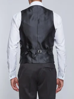 Favourbrook Black Gabardine Wool Double Breasted 8 Button Shawl Lapel Waistcoat- Waistcoats | Shawl Lapel Waistcoats