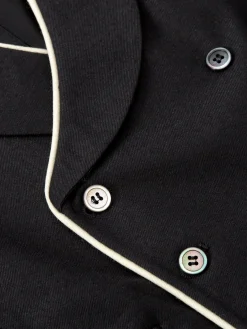 Favourbrook Black Gabardine Wool Double Breasted 8 Button Shawl Lapel Piped Waistcoat- Waistcoats | Royal Ascot Waistcoats