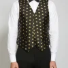 Favourbrook Black Gold Bees Silk Single Breasted 6 Button Waistcoat- Waistcoats | Evening Waistcoats
