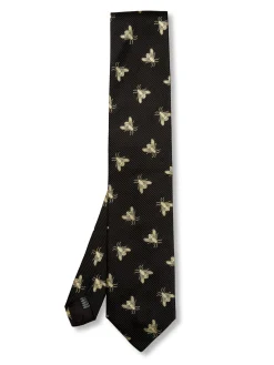 Favourbrook Black Gold Bees Silk Tie- Ties