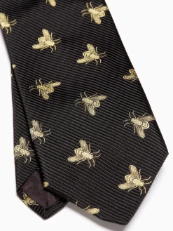 Favourbrook Black Gold Bees Silk Tie- Ties