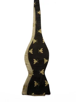 Favourbrook Black Gold Bees with Gold Bees Contrast Large Party Bow Tie- Bow Ties