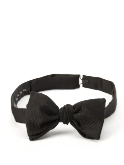 Favourbrook Black Grosgrain Silk Bow Tie- Bow Ties