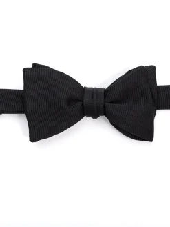 Favourbrook Black Grosgrain Silk Bow Tie- Bow Ties