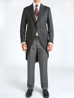 Favourbrook Black Hampton Barathea Wool Morning Coat- Groomswear | Wedding Attire