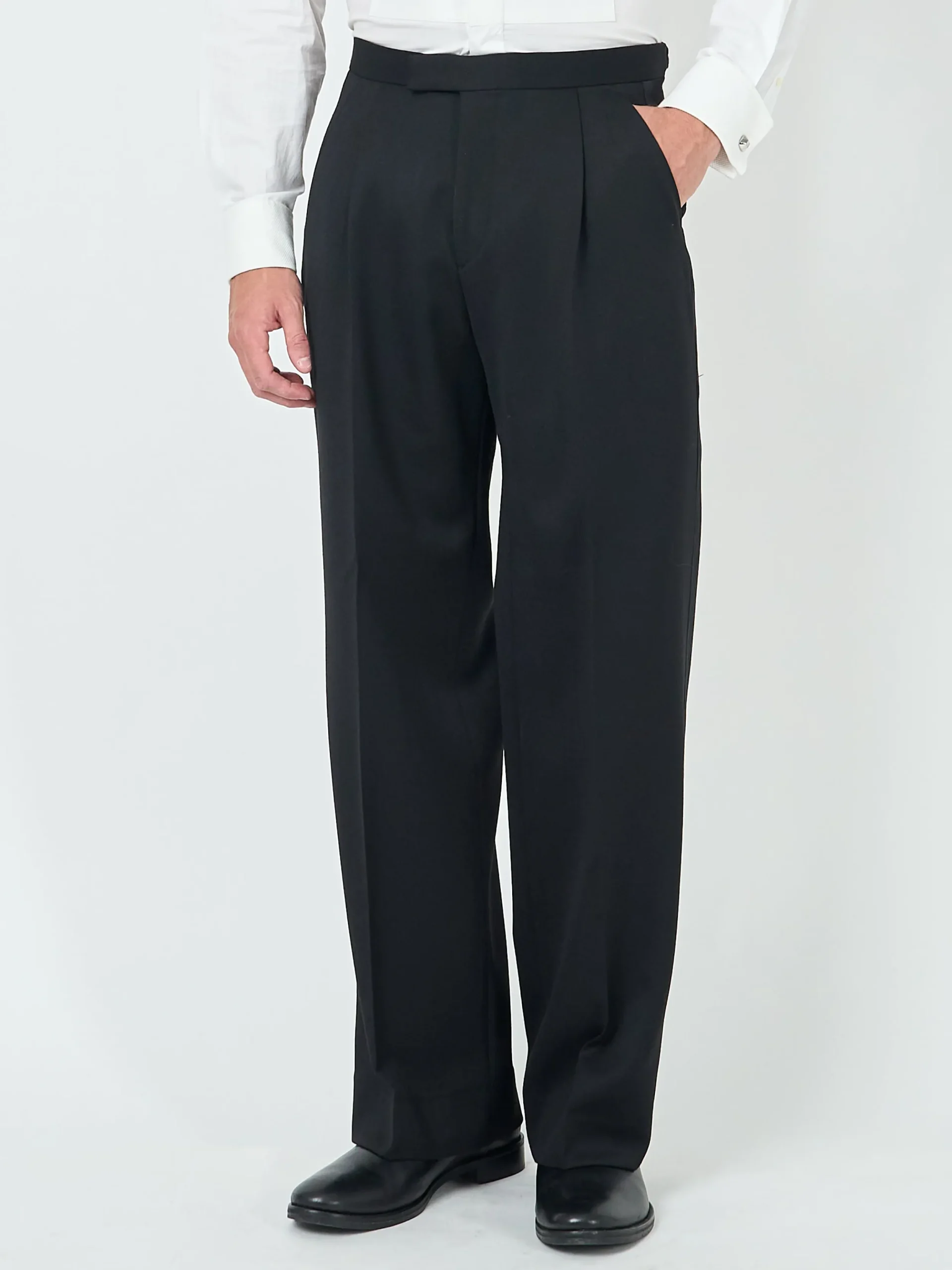 Favourbrook Black Hampton Tommy Wide-Leg Dress Trouser- Trousers