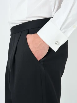 Favourbrook Black Hampton Tommy Wide-Leg Dress Trouser- Trousers