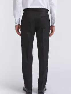 Favourbrook Black Hampton Wool Flat Front Dress Trouser- Eveningwear | Trousers