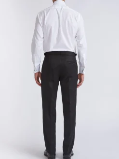 Favourbrook Black Hampton Wool Flat Front Dress Trouser- Eveningwear | Trousers