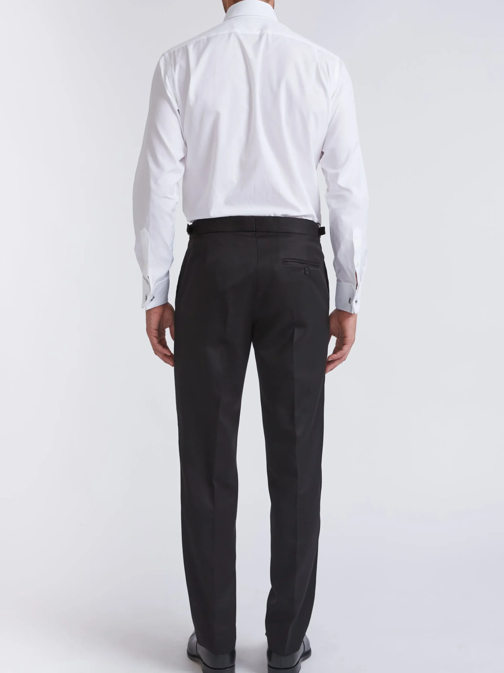 Favourbrook Black Hampton Wool Flat Front Dress Trouser- Eveningwear | Trousers