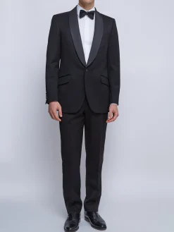 Favourbrook Black Hampton Wool Shawl Lapel Dinner Jacket- Occasionwear | Dinner Jackets