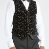 Favourbrook Black Lurex Berries Velvet Single Breasted 6 Button Waistcoat- Waistcoats | Evening Waistcoats