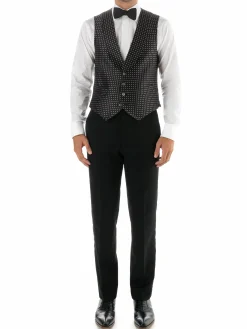 Favourbrook Black Pickwick Silk Single Breasted 4 Button Shawl Lapel Waistcoat- Waistcoats | Evening Waistcoats