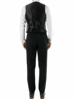 Favourbrook Black Pickwick Silk Single Breasted 4 Button Shawl Lapel Waistcoat- Waistcoats | Evening Waistcoats