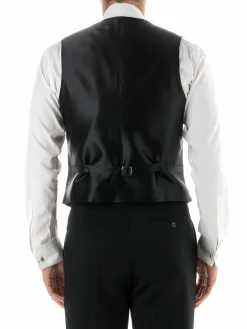 Favourbrook Black Pickwick Silk Single Breasted 4 Button Shawl Lapel Waistcoat- Waistcoats | Evening Waistcoats