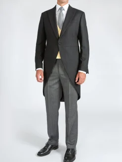 Favourbrook Black Seaton Cashmere Wool Morning Coat- Groomswear | Wedding Attire