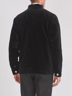 Favourbrook Black Velvet Cotton Artist Jacket- Eveningwear | Nehru Jackets