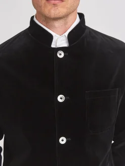 Favourbrook Black Velvet Cotton Artist Jacket- Eveningwear | Nehru Jackets