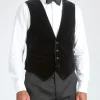 Favourbrook Black Velvet Cotton Single Breasted 4 Button Piped Waistcoat- Waistcoats | Evening Waistcoats