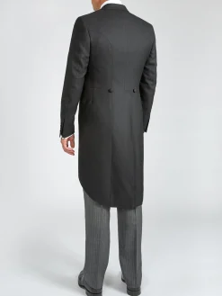 Favourbrook Black Windsor Herringbone Wool Morning Coat- Royal Ascot | Groomswear