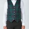 Favourbrook Blackwatch Tartan Wool Single Breasted 6 Button Waistcoat with Ticket Pocket- Waistcoats | Evening Waistcoats