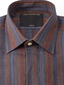 Favourbrook Blue Multi Perran Linen Ivy Shirt- Shirts