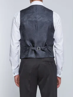 Favourbrook Blue Vincent Wool Single Breasted 4 Button Shawl Lapel Waistcoat- Waistcoats | Evening Waistcoats