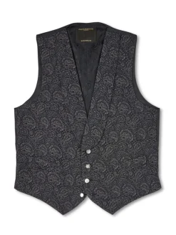 Favourbrook Blue Vincent Wool Single Breasted 4 Button Shawl Lapel Waistcoat- Waistcoats | Evening Waistcoats