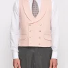 Favourbrook Blush Gabardine Double Breasted 8 Button Shawl Lapel Waistcoat- Wedding Attire | Waistcoats