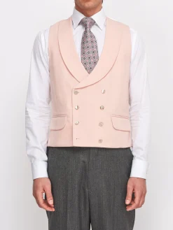 Favourbrook Blush Gabardine Double Breasted 8 Button Shawl Lapel Waistcoat- Wedding Attire | Waistcoats