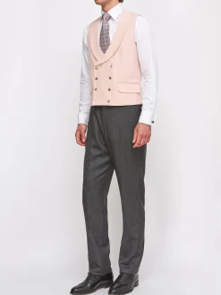 Favourbrook Blush Gabardine Double Breasted 8 Button Shawl Lapel Waistcoat- Wedding Attire | Waistcoats
