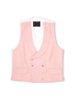 Favourbrook Blush Gabardine Double Breasted 8 Button Shawl Lapel Waistcoat- Wedding Attire | Waistcoats