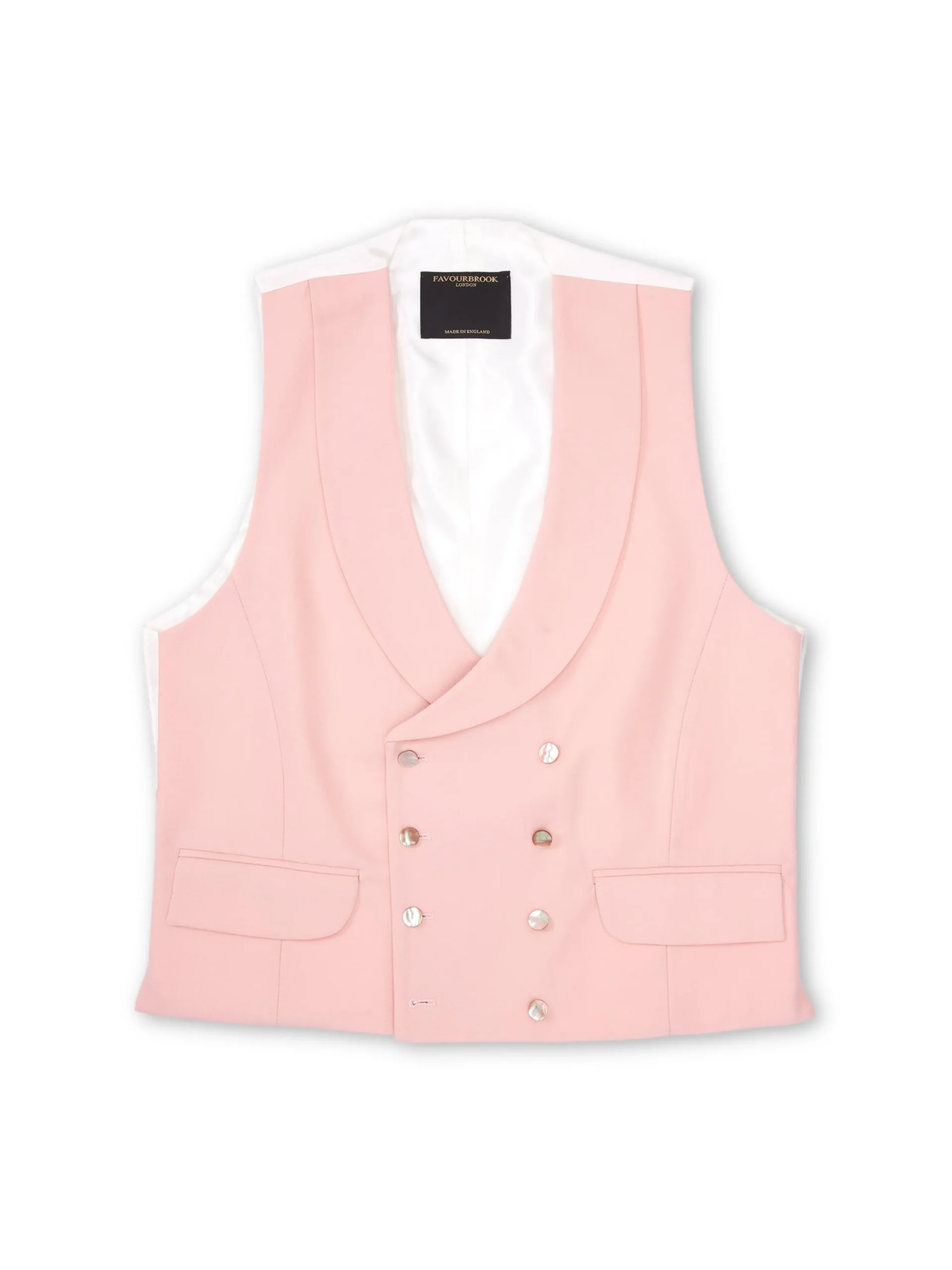 Favourbrook Blush Gabardine Double Breasted 8 Button Shawl Lapel Waistcoat- Wedding Attire | Waistcoats