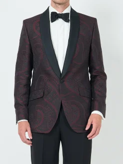 Favourbrook Burgundy Heathcote Paisley Shawl Lapel Dinner Jacket- Occasionwear | Dinner Jackets
