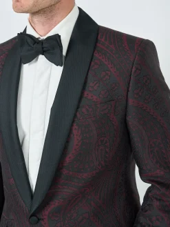 Favourbrook Burgundy Heathcote Paisley Shawl Lapel Dinner Jacket- Occasionwear | Dinner Jackets