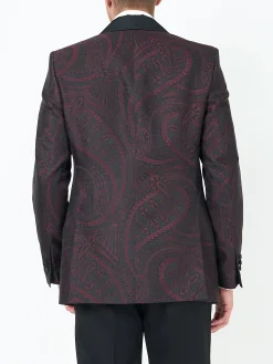 Favourbrook Burgundy Heathcote Paisley Shawl Lapel Dinner Jacket- Occasionwear | Dinner Jackets