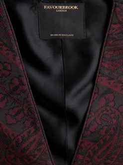Favourbrook Burgundy Heathcote Paisley Single Breasted 4 Button Piped Waistcoat- Waistcoats | Single Breasted Waistcoats