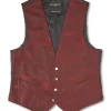 Favourbrook Burgundy Ikat Silk Single Breasted 4 Button Piped Waistcoat- Waistcoats | Evening Waistcoats