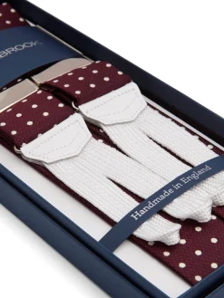 Favourbrook Burgundy Pickwick White Leather Silk Braces- Braces
